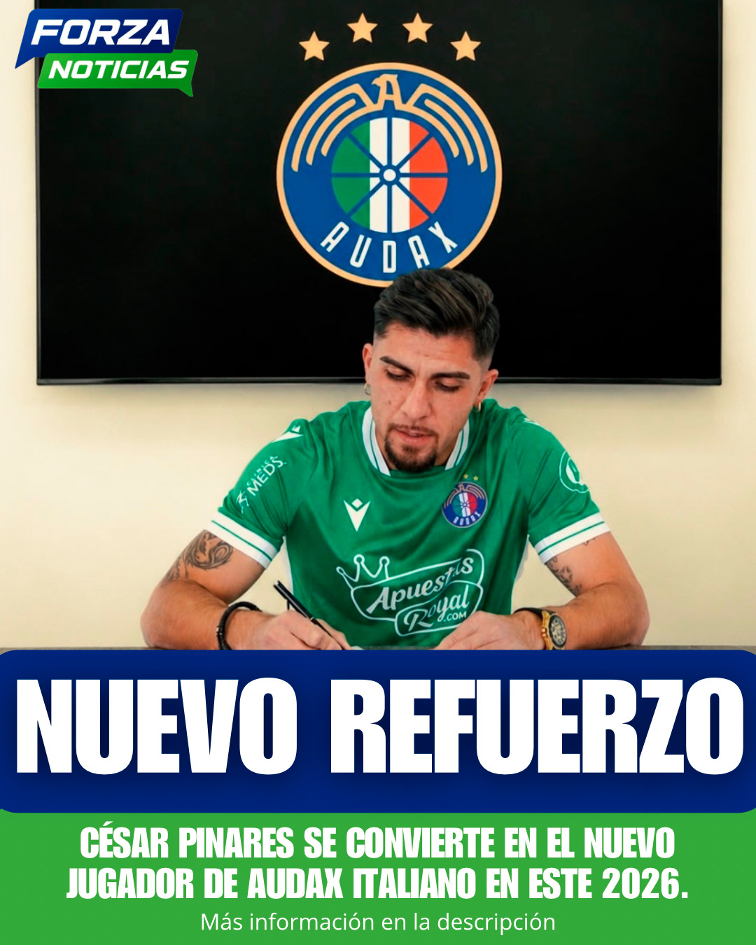 César Pinares es el nuevo refuerzo de Audax Italiano para el segundo semestre de 2026